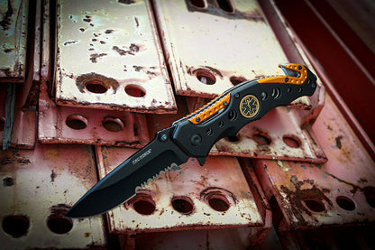 TAC Force TF-723 Series Assisted Opening Tactical Folding Knife, Black Half-Serrated Blade, 4-1/2-Inch Closed