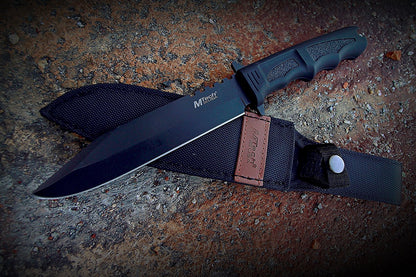 MTech USA MT-086 Series Fixed Blade Hunting Knife, Straight Edge Blade, Black Handle, 12-1/4-Inch Overall