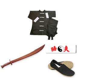 Complete Kung Fu Set w/ Wood Broadsword - SparringGearSet.com