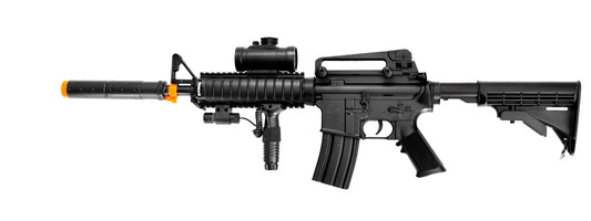 DE M4 RIS TACSPEC ELECTRIC AEG RIFLE W/ FLASHLIGHT AND RED DOT SCOPE
