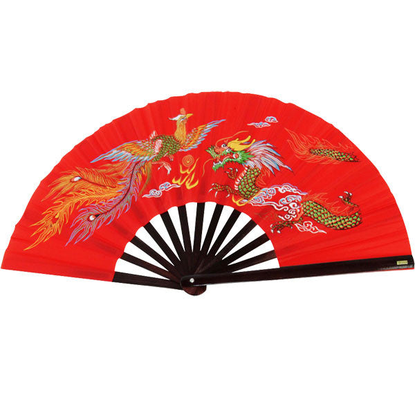 Dragon & Phoenix Bamboo Fan-Red – SparringGearSet.com