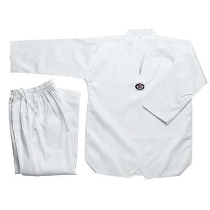 Student Taekwondo Uniform - White w/ White Lapel - SparringGearSet.com - 1