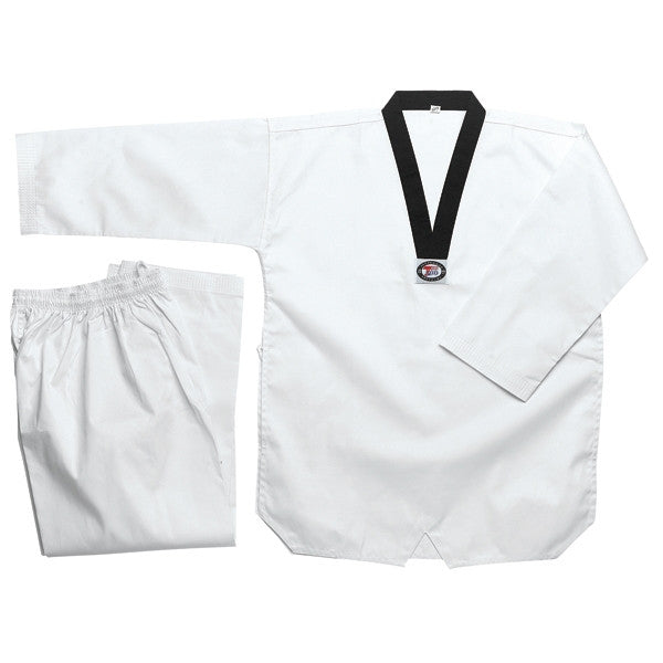Student Taekwondo Uniform - White w/ Black Lapel - SparringGearSet.com - 1