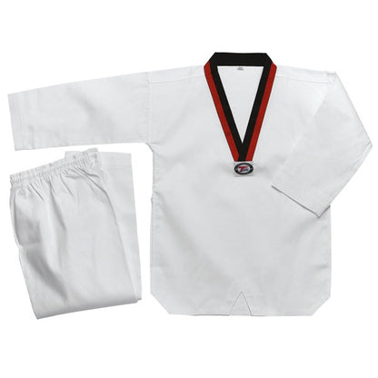 Student Taekwondo Uniform - White w/ Poom V-Neck - SparringGearSet.com - 1