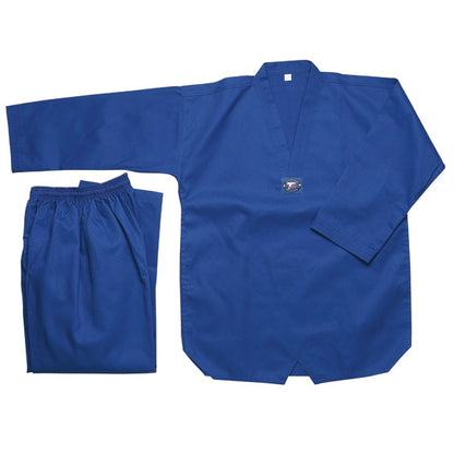 Color Ribbed Taekwondo Uniform - Blue - SparringGearSet.com - 1
