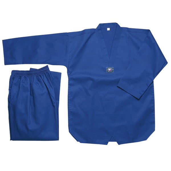 Color Ribbed Taekwondo Uniform - Blue - SparringGearSet.com - 2