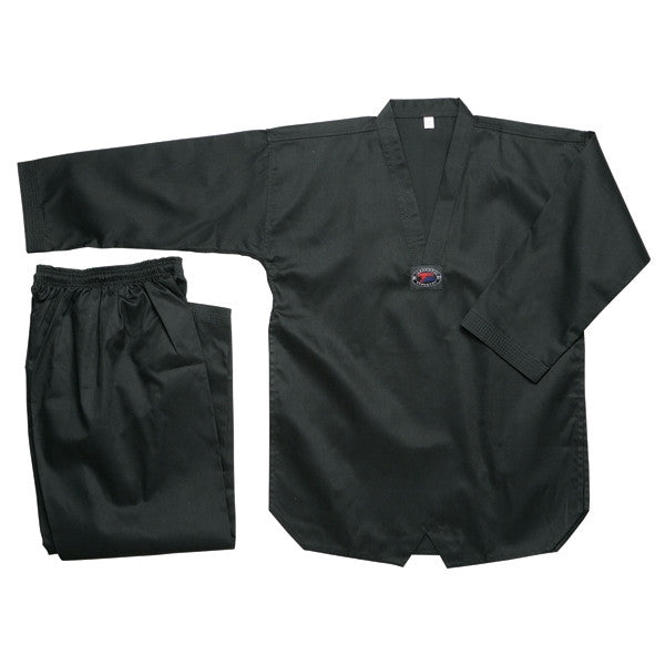 Color Ribbed Taekwondo Uniform - Black - SparringGearSet.com - 2