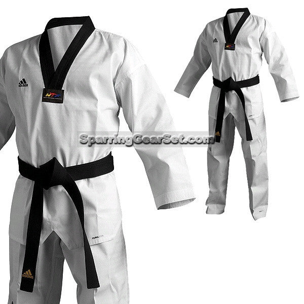 Adidas Adichamp 3 TKD Uniform, Black Lapel - SparringGearSet.com - 1