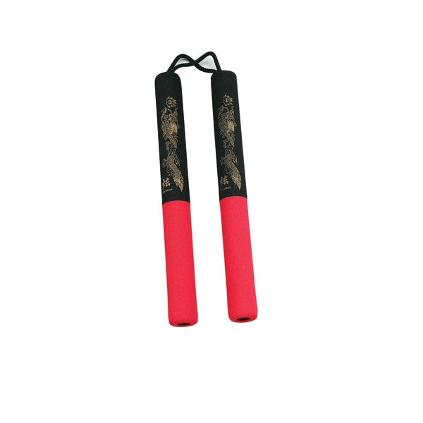 Nunchaku Foam BK/RD, Nylon Cord - SparringGearSet.com