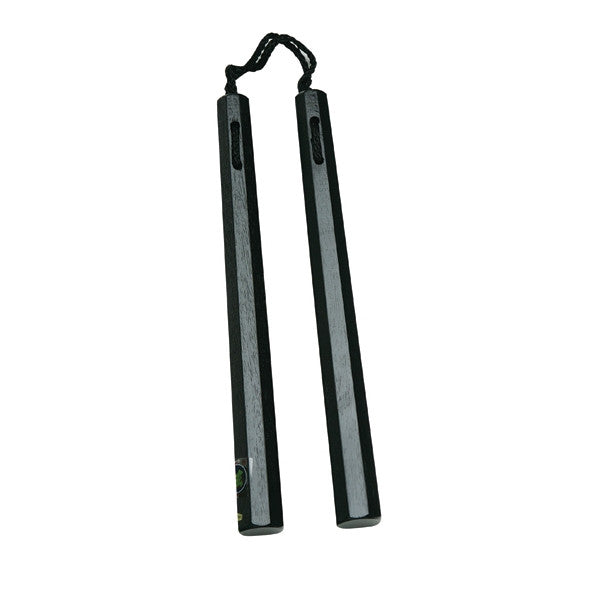 Black Wooden Octagon Nunchaku, Nylon Cord - SparringGearSet.com - 2