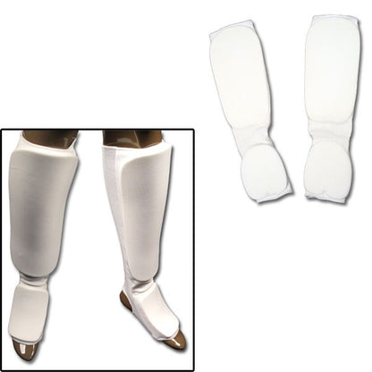 White Cloth Sparring Gear Set Shin Instep and Fist and Forearm Guards - SparringGearSet.com - 1