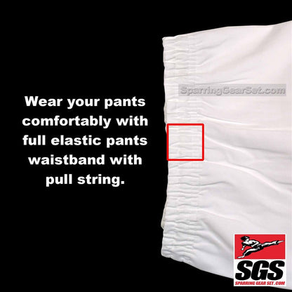 Middleweight Pants Poly/Cotton (Karate and Taekwondo) - White, 7 oz - SparringGearSet.com - 3