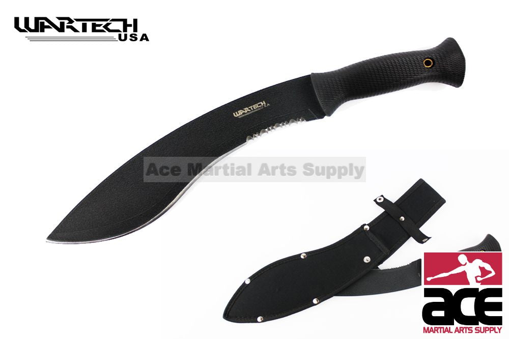 15.5" All Black Kukri Hunting Knife W/ Sheath