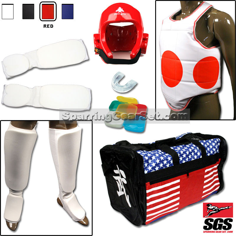 Complete Cloth Martial Arts Sparring Gear Set with Bag –