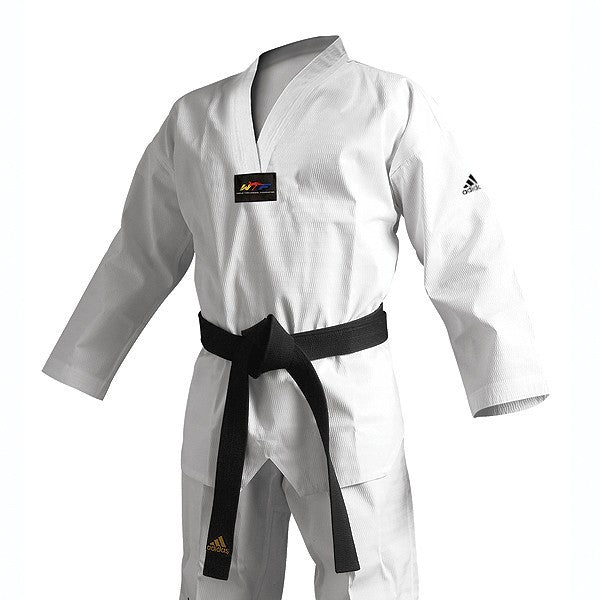 Adidas Adichamp 3 Taekwondo Uniform, White Vneck