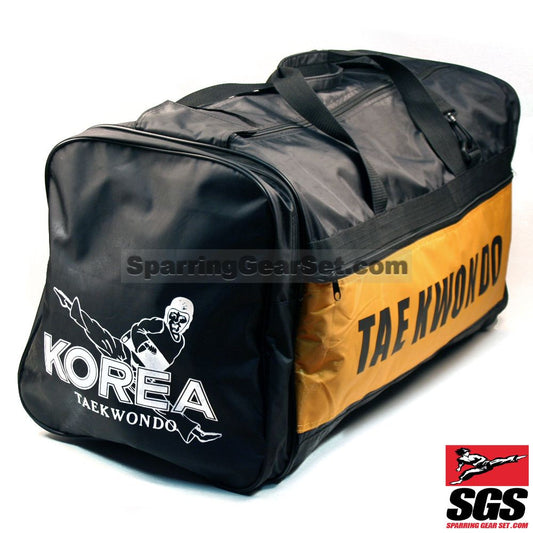 Pine Tree Sangmoosa Large "Tae Kwon Do" Nylon Gear Bag Black/Yellow - SparringGearSet.com - 1