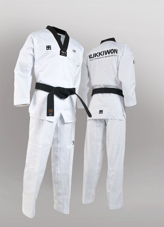 MOOTO KUKKIWON BLACK V NECK TAEKWONDO UNIFORM - SparringGearSet.com - 1